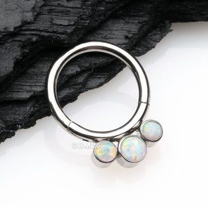 Implant Grade Titanium Triple Fire Opal Sparkle Seamless Clicker Ring - 10mm